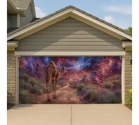 Grande bannière de garage patriotique camel, décoration de fête du désert américain, 4 juillet, arrière-plan de célébration d'été, 400 x 180 cm