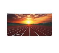 Grande bannière de piste de course au crépuscule avec œillets - Décoration de fête - Pour intérieur et extérieur - Bannière pour événement, anniversaire - Taille S