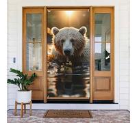 Grande bannière de porte « Welcome Spring » à suspendre - Ours traversant la rivière - Panneau de bienvenue - Panneau de porche français - Pour porte et fenêtre - Décoration extérieure saisonnière