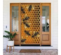 Grande bannière de porte « Welcome Spring » - Abeilles sur ruche - Panneau de bienvenue - Panneau de bienvenue - Pour porte et fenêtre - Décoration extérieure saisonnière