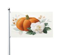 Grande bannière de vœux vintage avec œillets pour décoration d'intérieur ou d'extérieur Motif citrouille orange Blanc 91 x 152 cm