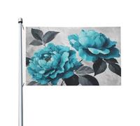 Grande bannière de vœux vintage avec œillets pour intérieur ou extérieur Motif fleurs bleues 91 x 152 cm