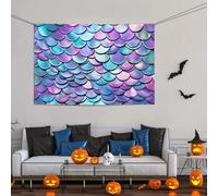Grande bannière décorative de fête, bannière murale personnalisée à suspendre pour anniversaire, cour, drapeau de cour, aquarelle sirène, fond de photographie pour mariage, fête d'anniversaire - 119 x