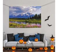 Grande bannière décorative de fête, bannière murale personnalisée à suspendre pour anniversaire, cour, drapeau du parc national de Grand Teton, arrière-plan de photographie pour mariage, fête