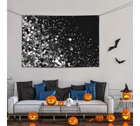 Grande bannière décorative de fête, bannière murale personnalisée à suspendre pour anniversaire, cour, drapeau noir et blanc à paillettes pour photographie de mariage, fête d'anniversaire - 119 x 180