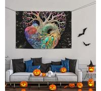 Grande bannière décorative de fête, bannière murale personnalisée à suspendre pour anniversaire, cour, bannière arbre de vie, cœur en fleurs, fond de photographie 119 x 180 cm pour décoration de fête