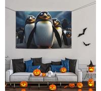 Grande bannière décorative de fête, bannière murale personnalisée à suspendre pour anniversaire, cour, bannière de pingouins amusants, arrière-plan pour photographie 119 x 180 cm