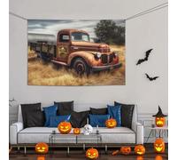 Grande bannière décorative de fête, bannière murale personnalisée à suspendre pour anniversaire, cour, drapeau de cour, vieux camion, voiture, fond de photographie, 119 x 180 cm pour décoration de