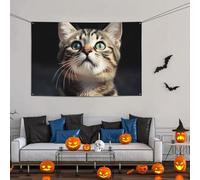 Grande bannière décorative de fête, bannière murale personnalisée à suspendre pour anniversaire, cour, drapeau de chat, photographie de fond pour mariage, fête d'anniversaire - 119 x 180 cm