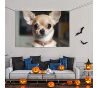 Grande bannière décorative de fête, bannière murale personnalisée à suspendre pour anniversaire, cour, drapeau de cour, joli chihuahua, fond pour photographie - 119 x 180 cm