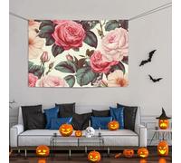 Grande bannière décorative de fête, bannière murale personnalisée à suspendre pour anniversaire, cour, drapeau floral, rose, fond de photographie pour mariage, fête d'anniversaire - 119 x 180 cm