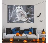 Grande bannière décorative de fête, bannière murale personnalisée à suspendre pour anniversaire, cour, drapeau d'hiver, hibou blanc, fond pour photographie, 119 x 180 cm