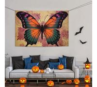 Grande bannière décorative de fête, bannière murale personnalisée pour anniversaire, cour, bannière vintage en forme de papillon pour photographie de mariage, fête d'anniversaire - 119 x 180 cm