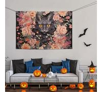 Grande bannière décorative de fête, toile de fond murale personnalisée, bannière d'anniversaire, cour, drapeau de chat, fleur, décoration de fête, arrière-plan de photographie 119 x 180 cm