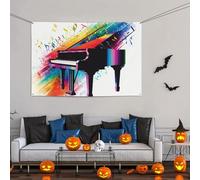 Grande bannière décorative de fête, toile de fond murale personnalisée, bannière d'anniversaire, drapeau de cour, clavier de piano coloré, fond de photographie 119 x 180 cm