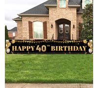 Grande bannière décorative pour 40e anniversaire - Noir et doré - 3 x 0,5 m