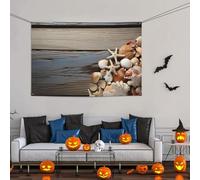 Grande bannière décorative pour fête, toile de fond murale personnalisée, bannière d'anniversaire, cour, coquillages sur planche en bois, fond de photographie de fête, 119 x 180 cm