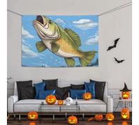 Grande bannière décorative pour fête, toile de fond murale personnalisée, bannière d'anniversaire, cour, drapeau de pêche, saut hors de l'eau, fond de photographie 119 x 180 cm