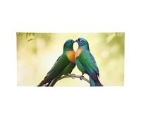 Grande bannière d'oiseaux d'amour avec œillets - Décoration de fête - Pour intérieur et extérieur - Bannière pour événement, anniversaire - Petite taille