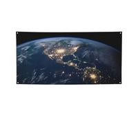 Grande bannière « Earth from the Outer Space » - Toile de fond pour photo avec œillets - Décoration de fête - Pour intérieur et extérieur - Bannière pour événement, anniversaire - Taille M