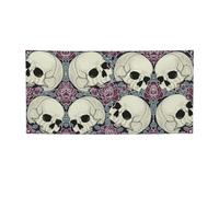 Grande bannière en vinyle personnalisable avec motif tête de mort et fleurs pour décoration de fête intérieure et extérieure