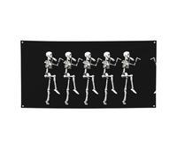 Grande bannière en vinyle personnalisable avec tête de mort squelette pour Halloween - Pour décoration de fête intérieure et extérieure