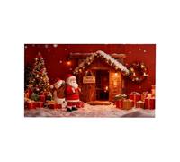 Grande bannière extérieure pour porte de garage, idéale pour les fêtes de fin d'année. Panneau de bienvenue festif pour porche avec le Père Noël, son traîneau, ses rennes et son (B, 480x210cm)