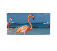 Grande bannière flamant rose avec œillets - Décoration de fête - Pour intérieur et extérieur - Bannière pour événement, anniversaire - Taille M