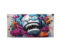 Grande bannière graffiti colorée avec œillets - Décoration de fête - Pour intérieur et extérieur - Bannière pour événement, anniversaire - Taille M
