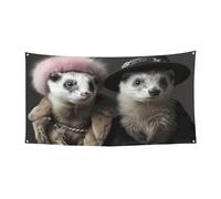 Grande bannière imprimée de furets de mannequin français - Bannière de faveurs de fête d'anniversaire - Décoration à suspendre pour cadeaux de célébration