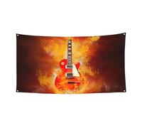 Grande bannière imprimée guitare rock In Burning - Bannière de faveurs de fête d'anniversaire - Décoration à suspendre pour cadeaux de célébration
