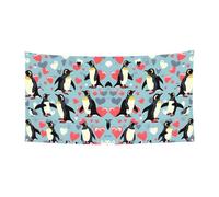 Grande bannière imprimée « I Love Penguins » - Décoration à suspendre pour cadeaux de célébration