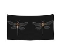 Grande bannière imprimée libellule noire, bannière de faveurs de fête d'anniversaire - Décoration à suspendre pour cadeaux de célébration