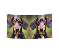 Grande bannière imprimée teckel Weiner Pet Dogs - Bannière de faveurs de fête d'anniversaire - Décoration à suspendre pour cadeaux de célébration