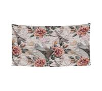 Grande bannière imprimée Tour Eiffel de Paris avec fleurs, bannière de cadeaux de fête d'anniversaire - Décoration à suspendre pour cadeaux de célébration