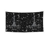 Grande bannière imprimée Tour Eiffel de Paris de nuit - Bannière de faveurs de fête d'anniversaire - Décoration à suspendre pour cadeaux de célébration