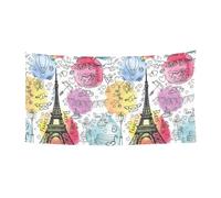 Grande bannière imprimée Tour Eiffel de Paris française - Bannière de faveurs de fête d'anniversaire - Décoration à suspendre pour cadeaux de célébration