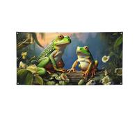 Grande bannière « Many Frogs Sing on The Branches » - Grande toile de fond avec œillets - Décoration de fête - Intérieur et extérieur - Bannière pour événement, anniversaire - Petite taille