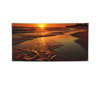 Grande bannière orange lever du soleil avec œillets - Décoration de fête - Pour intérieur et extérieur - Bannière pour événement, anniversaire - Taille S