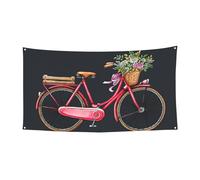 Grande bannière rétro avec imprimé vélo rouge - Bannière de faveurs de fête d'anniversaire - Décoration à suspendre pour cadeaux de célébration
