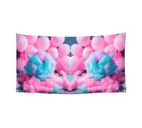Grande bannière rose en coton imprimé bonbon, bannière de faveurs de fête d'anniversaire - Décoration à suspendre pour cadeaux de célébration