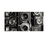Grande bannière vintage avec motif de caméra 180 x 90 cm à suspendre au mur pour fête d'anniversaire, décoration de fête extérieure et intérieure