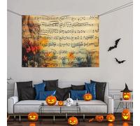 Grande bannière vintage avec note de musique - Décoration de fête - 119 x 180 cm - Toile de fond personnalisée - Bannière pour anniversaire, cour, drapeau de fête, photographie de fond pour mariage