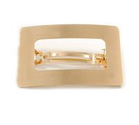 Grande barrette carrée dorée finition satinée - 80 mm de diamètre