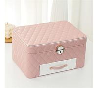 Grande boîte à bijoux à 3 niveaux, coffret à bijoux de grande capacité, organisateur de rangement, boîtes de beauté de voyage pour femmes (A)