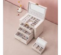 Grande boîte à bijoux à 4 niveaux, boîte porte-bijoux de grande capacité