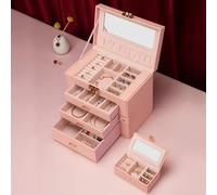 Grande boîte à bijoux à 4 niveaux, boîte porte-bijoux de grande capacité