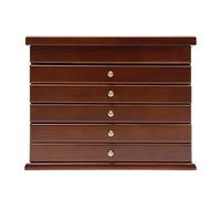 Grande boîte à bijoux à 6 tiroirs, avec tiroirs, autoportante, rétro, convient pour ranger bagues, boucles d'oreilles, bracelets, colliers