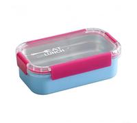 Grande boîte à déjeuner en acier inoxydable étanche à 2 compartiments avec loquets latéraux sécurisés, passe au lave-vaisselle, pour transporter différents aliments (rouge, 1 grille)