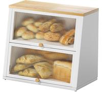 Grande boîte à pain à deux couches pour cuisine blanc Vendos85